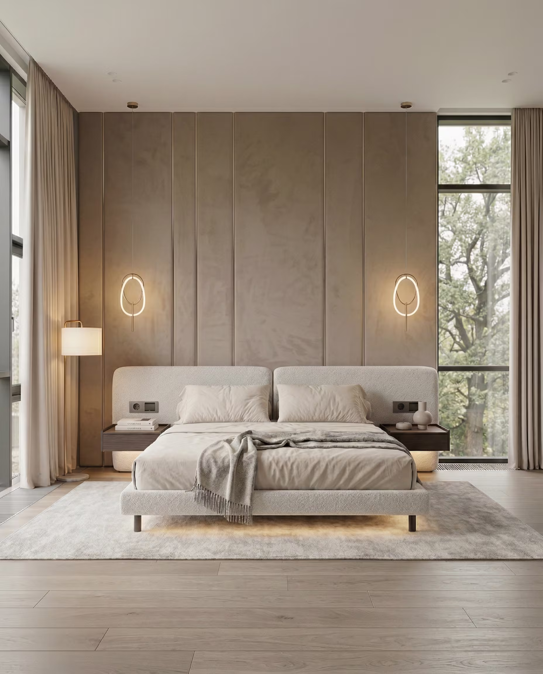 Кровать двуспальная премиум интерьер в современном стиле